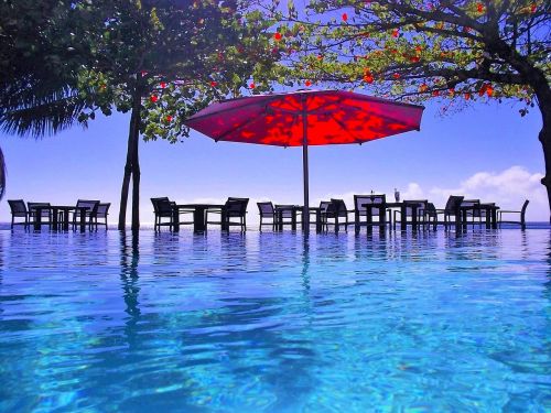 pool umbrella tropical