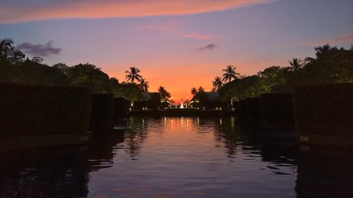 pool  sunset  reflection