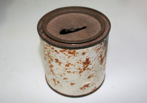 money box tin rusty