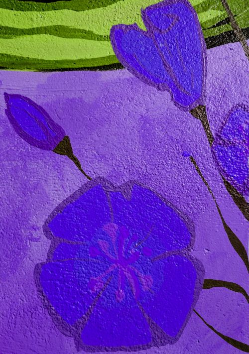 Poppy Flower Mural Blues