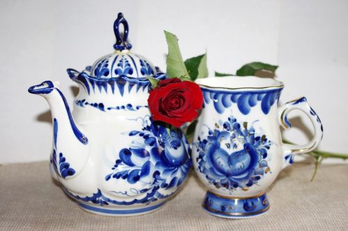 porcelain gzhel rose