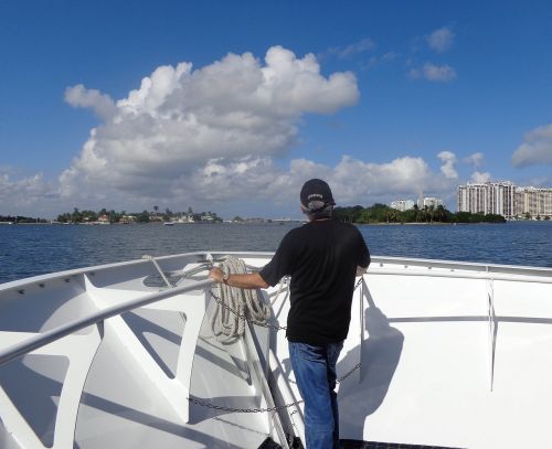 port of miami boat man watching