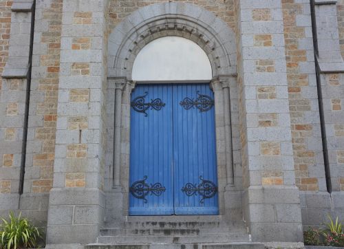 portal church of rochebonne britain france door blue heritage