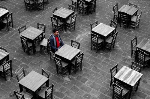 portrait table loneliness