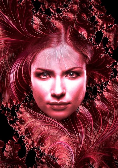 portrait woman red