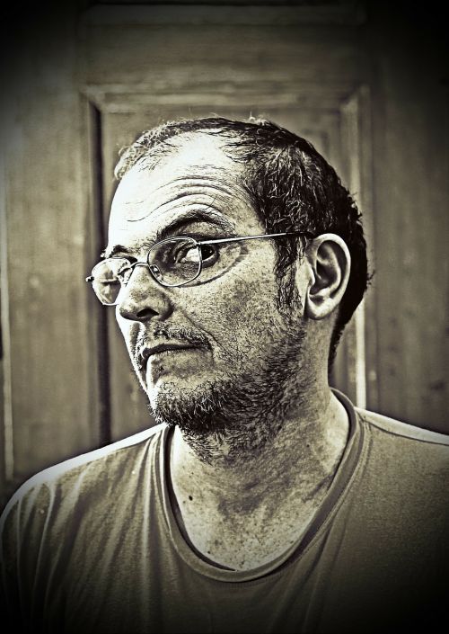 portrait man with glasses face