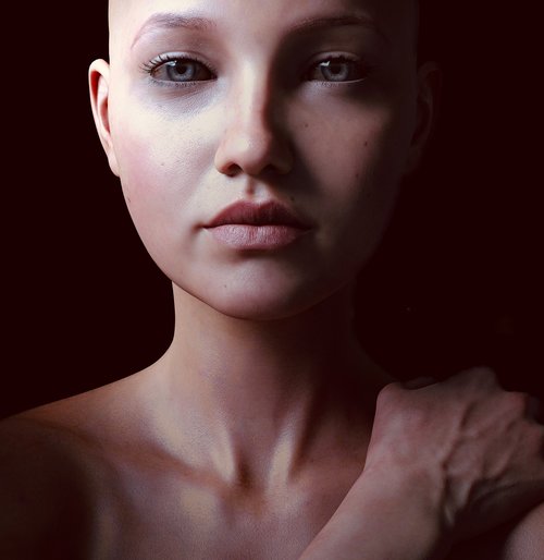 portrait  woman  bald head