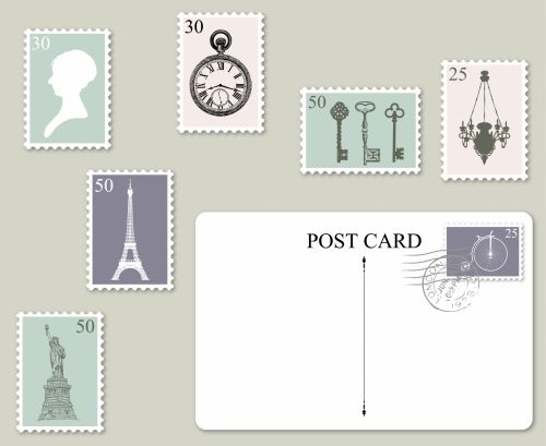 Postage Stamps Postcard Set