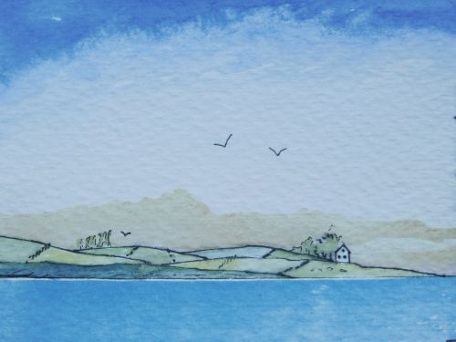 postcard watercolor landscape