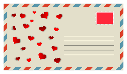 postcard  letter  hearts