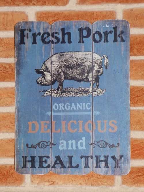 poster pork meat vintage