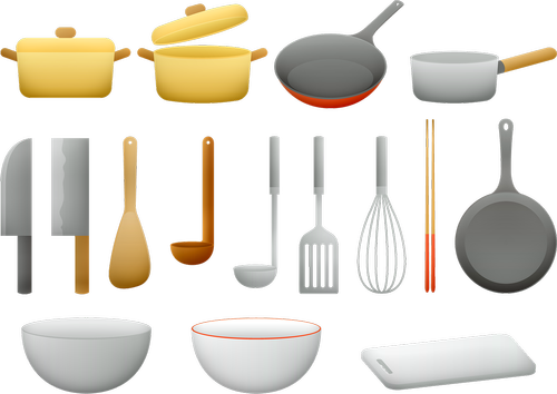 pots and pans  kitchen utensils  cooking