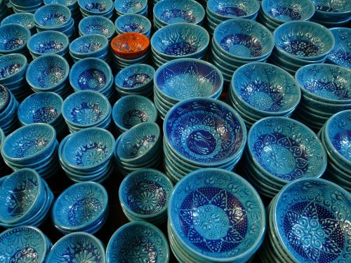 pottery shells blue