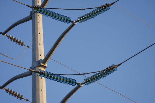 power lines glass blue