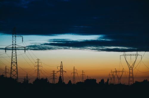 power lines electricity dusk