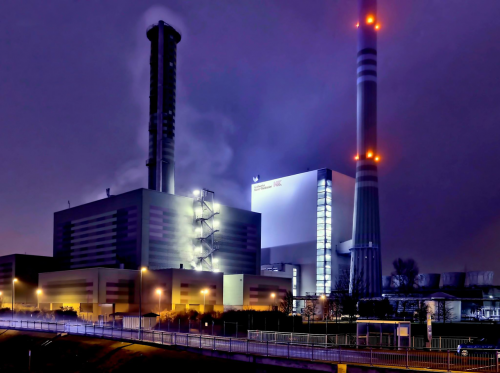 power plant surreal at night
