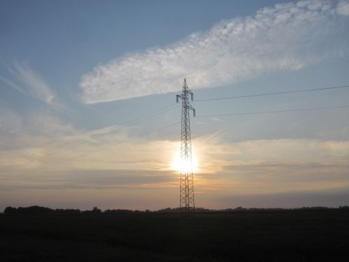 power poles sunset cloud mood