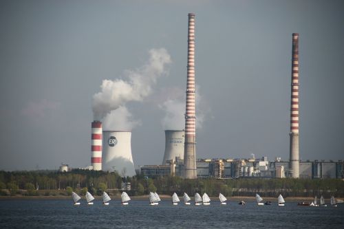 power station smoke chimneys