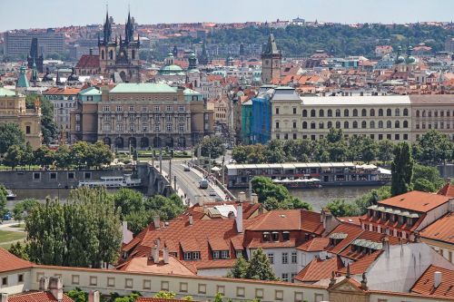 prague city view from above