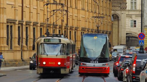 prague tram city