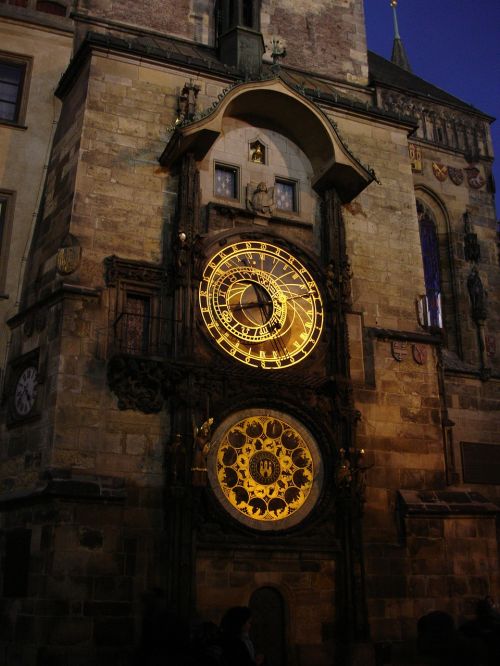 prague the astronomical clock night