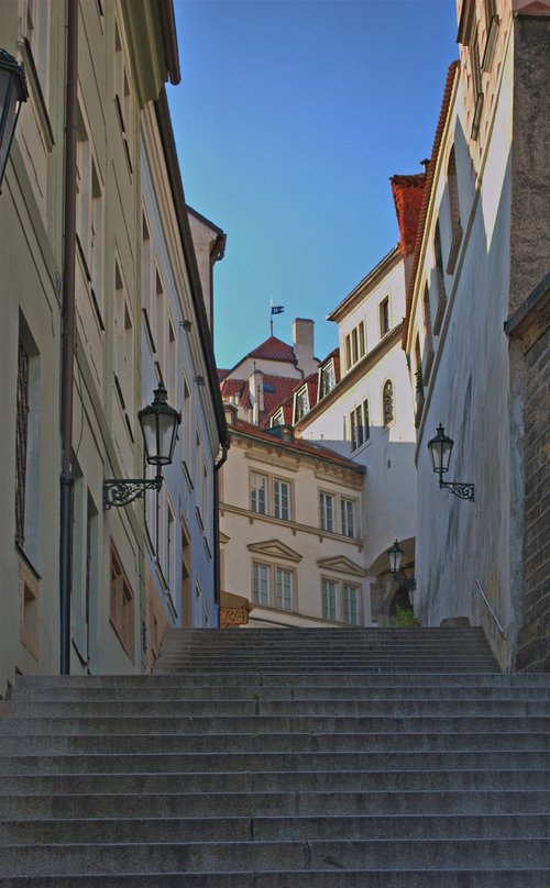 prague  city  stairs