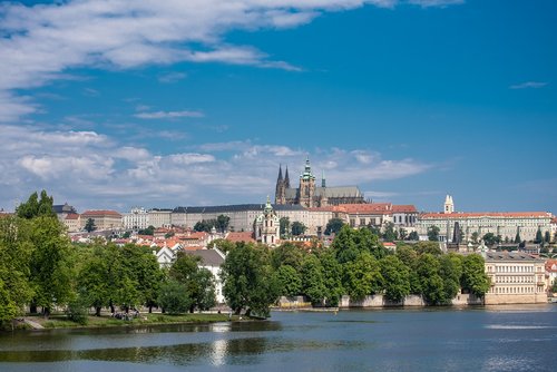 prague  prague castle  river