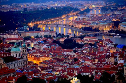 prague night czech central europe