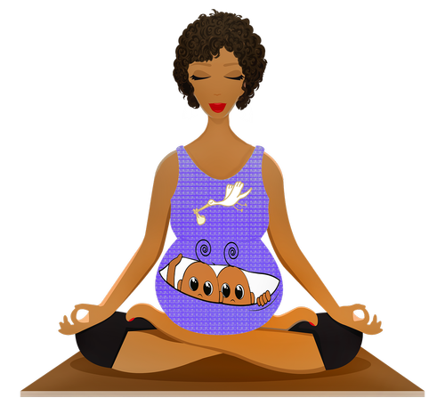 pregnant woman yoga  afro american  pregnant