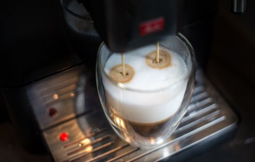 preparing latte coffee