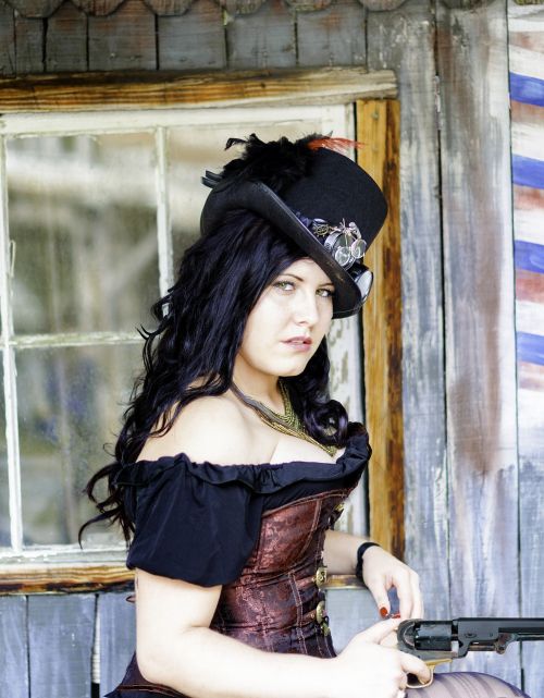 pretty girl western steam punk