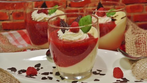 pudding vanilla pudding raspberries