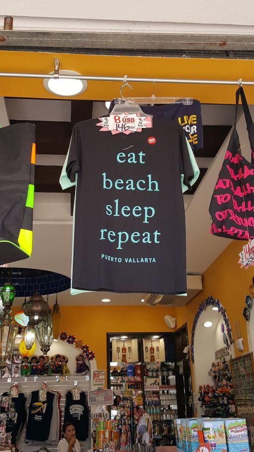 puerta vallarta mexico tourist t-shirt eat beach sleep repeat