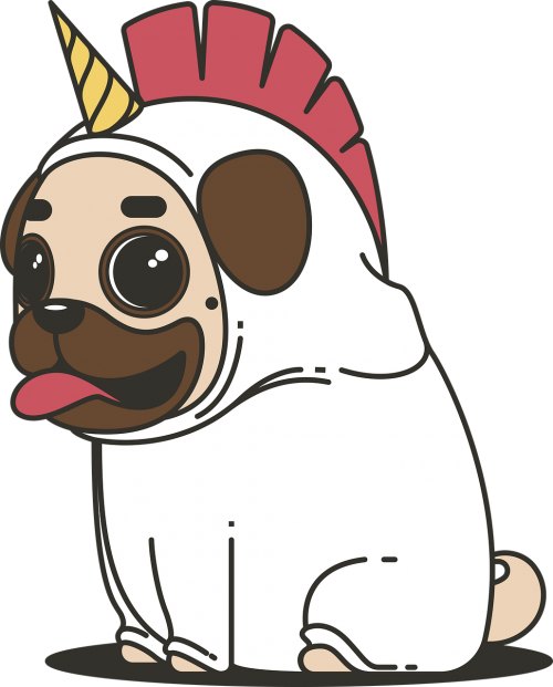 pug unicorn dog