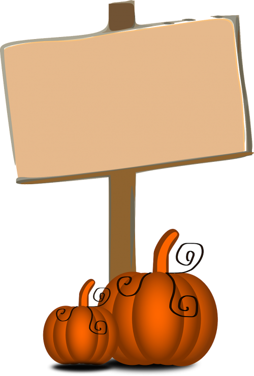 pumpkins thanksgiving signpost