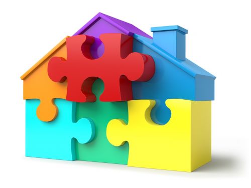 puzzle pieces house shape real estate