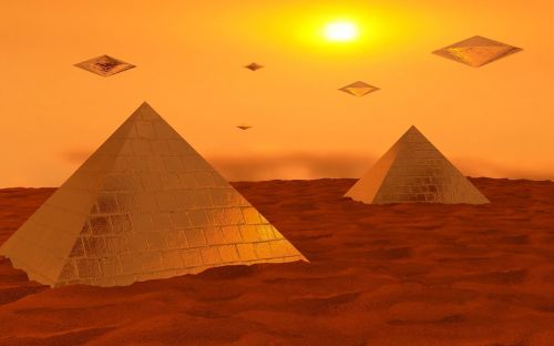 pyramid desert sunset