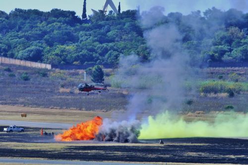 Pyrotechnic Blast And Helicopter
