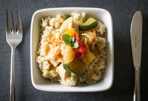 quinoa vegetables cutlery