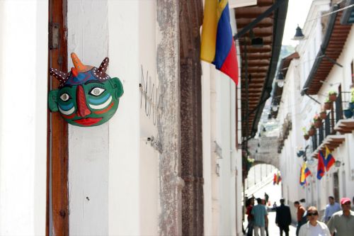 quito ecuador historic centre mask