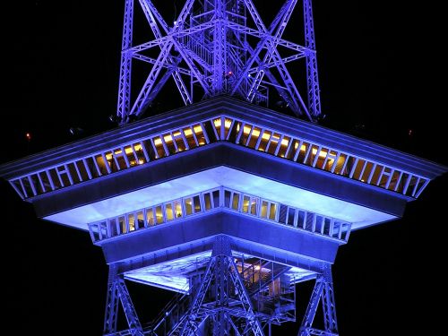 radio tower berlin night