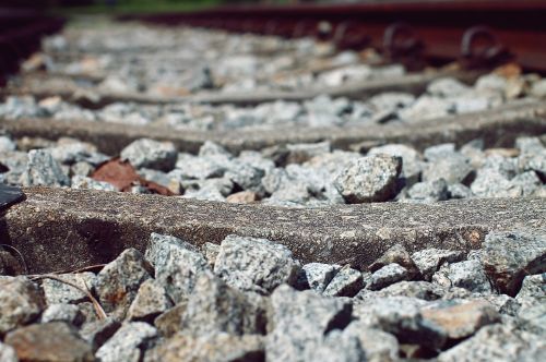 railroad train rocks