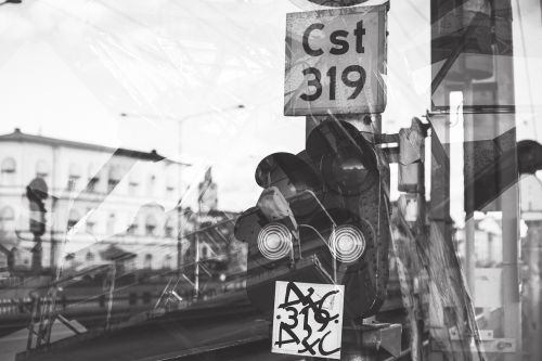 railroad station reflection