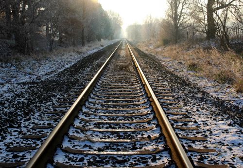railroad tracks landscape winter