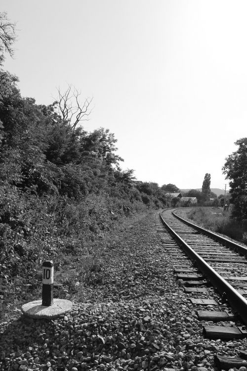 rails railway black and white photo