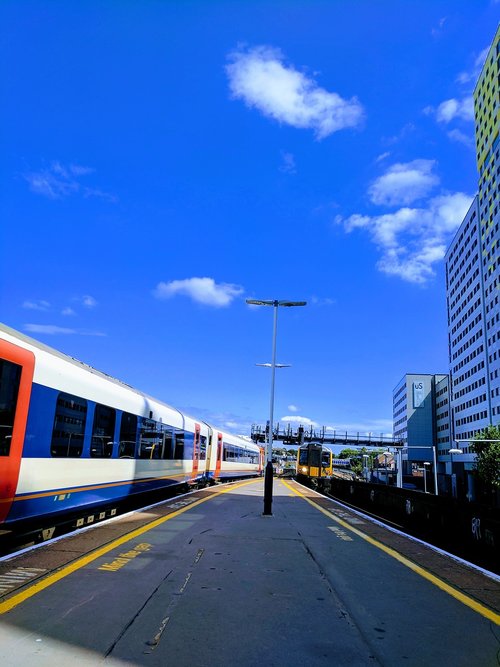 railway  blue sky  railway carriage