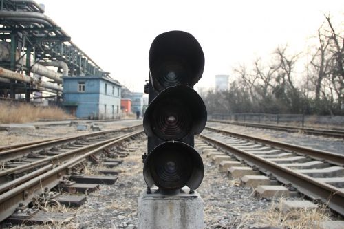 railway the red light street lamp