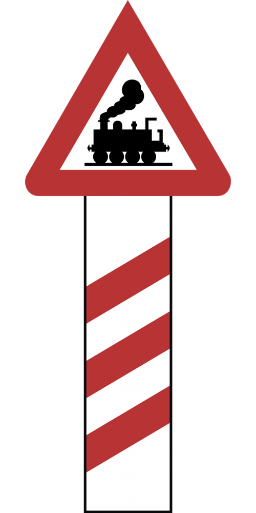 railway crossing warning road sign