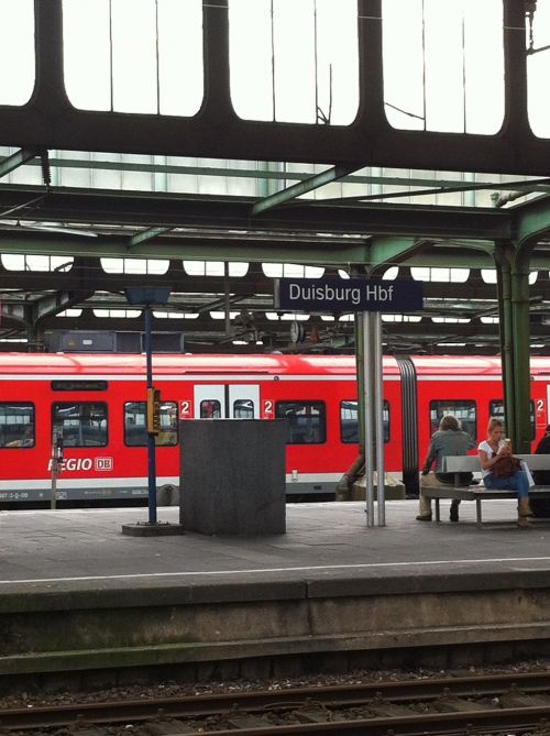 railway station duisburg red train