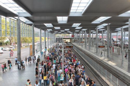 railway station group of people platform